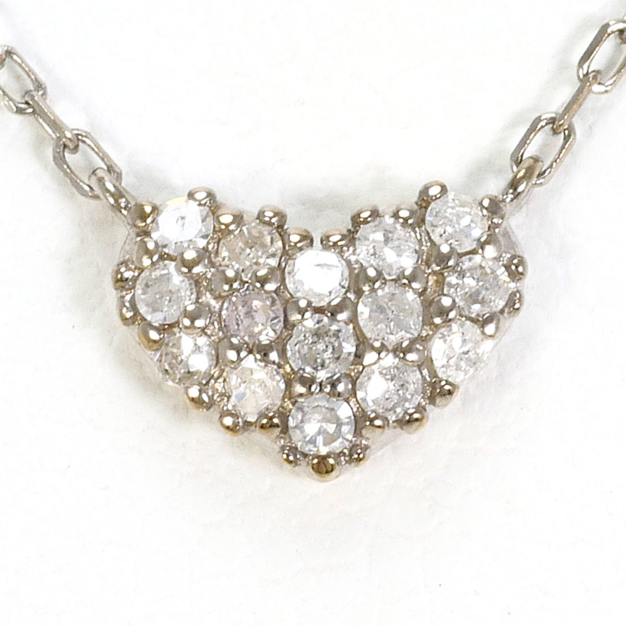 K10 10k Wg White Gold Necklace With 0.10ct Diamond, Total Weight 0.8g, 41cm, ...